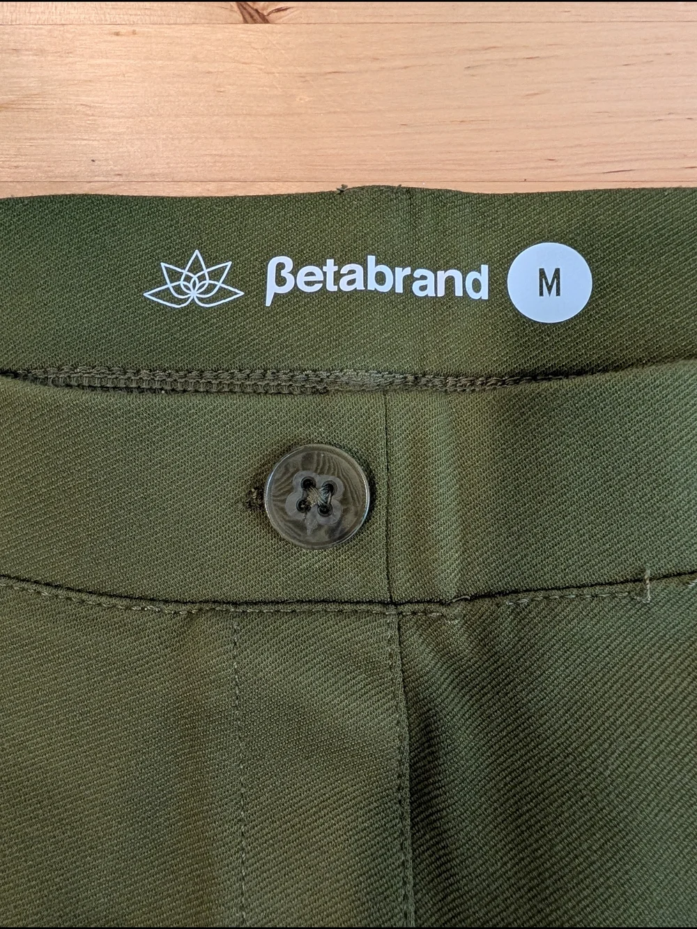 Betabrand Olive Green Faux Button-skinny Dress Pant. - Picture 3 of 8